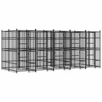 Produktbild von vidaXL Outdoor Hundezwinger aus Metall in Schwarz 9,22 m²