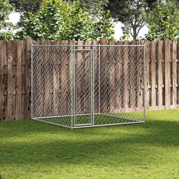 vidaXL Outdoor-Hundezwinger aus Metall in Silber 193x193x185 cm – Bild 1 von 2