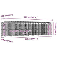 Produktbild von vidaXL Outdoor Hundezwinger aus Metall mit Dach in Schwarz 16,59m²