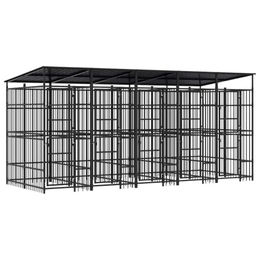 vidaXL Outdoor Hundezwinger aus Metall mit Dach in Schwarz 9,22m² – Bild 1 von 7