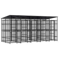 Produktbild von vidaXL Outdoor Hundezwinger aus Metall mit Dach in Schwarz 9,22m²