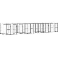 Produktbild von vidaXL Outdoor-Hundezwinger aus Metall mit Dach in Schwarz wasserdicht 11 m x 2,2 m x 1,8 m