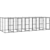 Produktbild von VidaXL Outdoor-Hundezwinger aus Metall mit wasserdichtem Dach schwarz 6,6 m x 2,2 m x 1,8 m