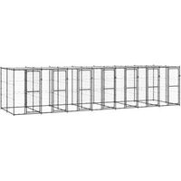 Produktbild von vidaXL Outdoor-Hundezwinger aus Metall mit wasserdichtem Dach schwarz 7,7 m x 2,2 m x 1,8 m
