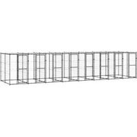 Produktbild von VidaXL Outdoor-Hundezwinger aus Metall mit wasserdichtem Dach Schwarz 8,8 m x 2,2 m x 1,8 m