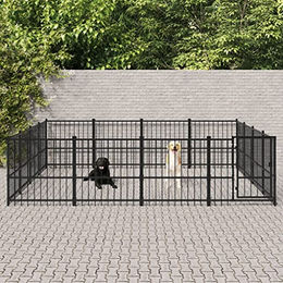 vidaXL Outdoor Hundezwinger aus Metall Schwarz 15,05m2 Hundehütte Hundekäfig – Bild 1 von 4
