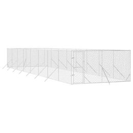 vidaXL Outdoor Hundezwinger aus verzinktem Metall mit abschließbarer Tür für Hunde Kaninchen oder Hühner in Silber – Bild 1 von 8