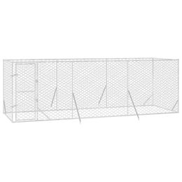 vidaXL Outdoor Hundezwinger aus verzinktem Stahl mit abschließbarer Tür für Hunde und Kleintiere in Silber – Bild 1 von 8