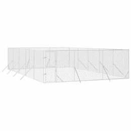vidaXL Outdoor Hundezwinger aus verzinktem Stahl mit abschließbarer Tür in Silber – Bild 1 von 8