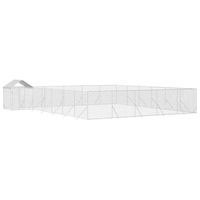 Produktbild von vidaXL Outdoor-Hundezwinger aus verzinktem Stahl mit Dach in Silber 12x12x2,5m