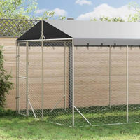 Produktbild von vidaXL Outdoor Hundezwinger aus verzinktem Stahl mit Dach und wasserdichter Hundehütte für Hunde, Hühner oder Kaninchen in Silber