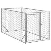 Produktbild von vidaXL Outdoor-Hundezwinger aus verzinktem Stahl mit Tür 2x1x1 m