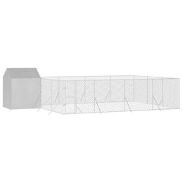Produktbild von vidaXL Outdoor Hundezwinger aus verzinktem Stahl mit wasserdichtem Dach für Hunde Geflügel oder Kaninchen in Silber