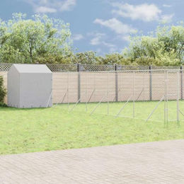 vidaXL Outdoor Hundezwinger aus verzinktem Stahl mit wasserdichtem Dach für Hunde Geflügel oder Kleintiere in Silber – Bild 1 von 2