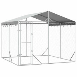 vidaXL Outdoor Hundezwinger aus verzinktem Stahl mit wasserdichtem Dach für Hunde, Hühner oder Kaninchen in Silber – Bild 1 von 2