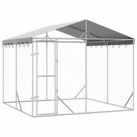 Produktbild von vidaXL Outdoor Hundezwinger aus verzinktem Stahl mit wasserdichtem Dach für Hunde, Hühner oder Kaninchen in Silber