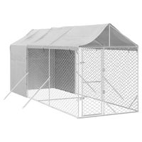 Produktbild von vidaXL Outdoor Hundezwinger aus verzinktem Stahl mit wasserdichtem Dach für Hunde Kaninchen oder Geflügel in Silber
