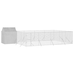 vidaXL Outdoor Hundezwinger aus verzinktem Stahl mit wasserdichtem Dach für Hunde und Kleintiere in Silber – Bild 1 von 2