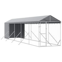 Produktbild von vidaXL Outdoor Hundezwinger aus verzinktem Stahl mit wasserdichtem Dach für Hunde und Kleintiere in Silber