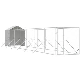 vidaXL Outdoor Hundezwinger aus verzinktem Stahl mit wasserdichtem Dach für Hunde und Kleintiere in Silber – Bild 1 von 3
