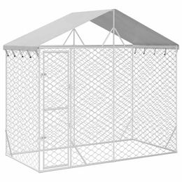 vidaXL Outdoor Hundezwinger aus verzinktem Stahl mit wasserdichtem Dach und abschließbarer Tür für Hunde und Kleintiere in Silber – Bild 1 von 3