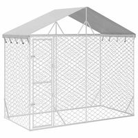 Produktbild von vidaXL Outdoor Hundezwinger aus verzinktem Stahl mit wasserdichtem Dach und abschließbarer Tür für Hunde und Kleintiere in Silber