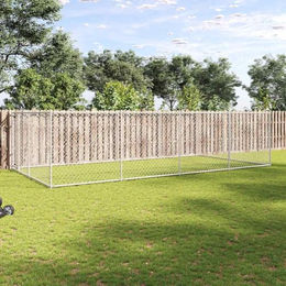 vidaXL Outdoor Hundezwinger Hundehütte aus Metall in Silber XL – Bild 1 von 3