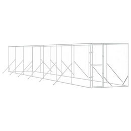 vidaXL Outdoor Hundezwinger Hundehütte aus verzinktem Stahl in Silber – Bild 1 von 8