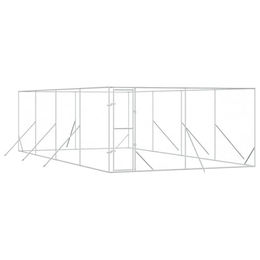 vidaXL Outdoor Hundezwinger Hundehütte aus verzinktem Stahl mit abschließbarer Tür für Hunde und Kleintiere in Silber – Bild 1 von 8