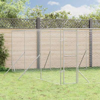 Produktbild von vidaXL Outdoor Hundezwinger Hundehütte aus verzinktem Stahl mit abschließbarer Tür in Silber