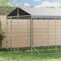 Produktbild von vidaXL Outdoor Hundezwinger Hundehütte aus verzinktem Stahl mit Dach und wasserdichtem Schutz für Hunde und Kleintiere in Silber