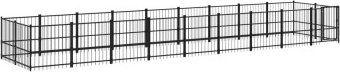 VidaXL Outdoor Hundezwinger Laufstall aus Metall in Schwarz 8,73 m x 1,935 m x 1 m – Bild 1 von 3
