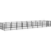 Produktbild von VidaXL Outdoor Hundezwinger Laufstall aus Metall in Schwarz 8,73 m x 1,935 m x 1 m