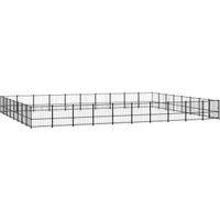 Produktbild von VidaXL Outdoor Hundezwinger Laufstall aus Metall in Schwarz 9,7 m x 7,76 m x 1 m