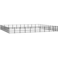 Produktbild von VidaXL Outdoor Hundezwinger Laufstall aus Metall in Schwarz 9,7 m x 8,73 m x 1 m