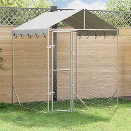 vidaXL Outdoor-Hundezwinger mit Dach aus verzinktem Stahl in Silber 2x2x2,5 m – Bild 1 von 3
