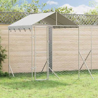 Produktbild von vidaXL Outdoor-Hundezwinger mit Dach aus verzinktem Stahl Silber 6x2x2,5 m