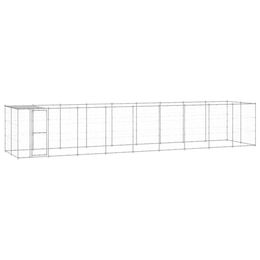 vidaXL Outdoor Hundezwinger mit Überdachung aus Metall in Silber 21,78 m² – Bild 1 von 13