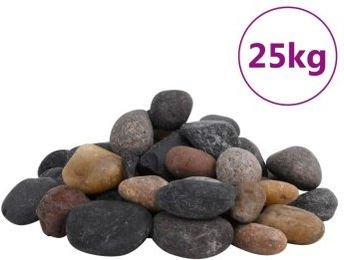 VidaXL Polierte Kieselsteine Mehrfarbig 25 kg 5-8cm für Aquarium und Garten - 25 kg – Bild 1 von 6
