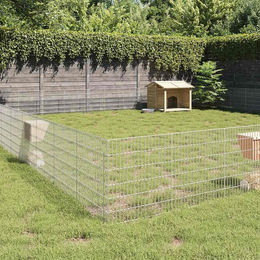 Vidaxl Tiergehege aus verzinktem Eisen für Kaninchen mit 48 Paneelen 54x60 cm Silber – Bild 1 von 2