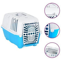 Produktbild von vidaXL Transportbox für Haustiere mit Lüftungsschlitzen und doppelter Verriegelung Weiß Blau 48x31,5x33 cm aus Polypropylen