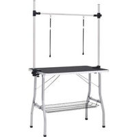 Produktbild von VidaXL Verstellbarer Hundepflegetisch mit Edelstahl-Oberfläche und 2 Schlaufen in Schwarz und Silber