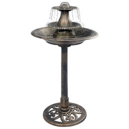 Vidaxl Vogelbad mit Springbrunnen in Bronze Optik aus Kunststoff 50x91 cm Vogeltränke – Bild 1 von 9
