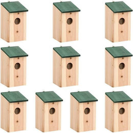 vidaXL Vogelhäuser aus Tannen-Massivholz 10 Stück 12x12x22 cm – Bild 1 von 13
