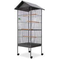 Produktbild von vidaXL Vogelkäfig mit Dach für Papageien aus Metall Schwarz 66x66x155 cm