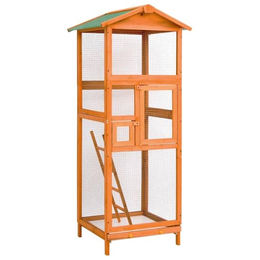 vidaXL Vogelvoliere aus Massivholz Fichte in Natur Braun 68x62x166cm – Bild 1 von 13