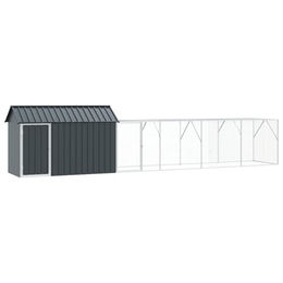 vidaXL Vogelvoliere aus Metall in Anthrazit 619 x 112 x 141 cm wetterfeste Vogelvoliere für draußen – Bild 1 von 12