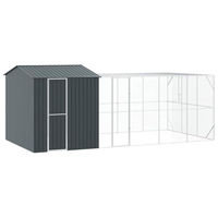 Produktbild von vidaXL Vogelvoliere aus Metall in Grau mit wetterfestem Schutzhaus für Vögel