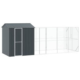 vidaXL Vogelvoliere aus verzinktem Metall in Anthrazit 621 x 208 x 247 cm mit wetterfestem Schutzhaus – Bild 1 von 13