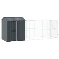 Produktbild von vidaXL Vogelvoliere aus verzinktem Metall in Anthrazit 621 x 208 x 247 cm mit wetterfestem Schutzhaus